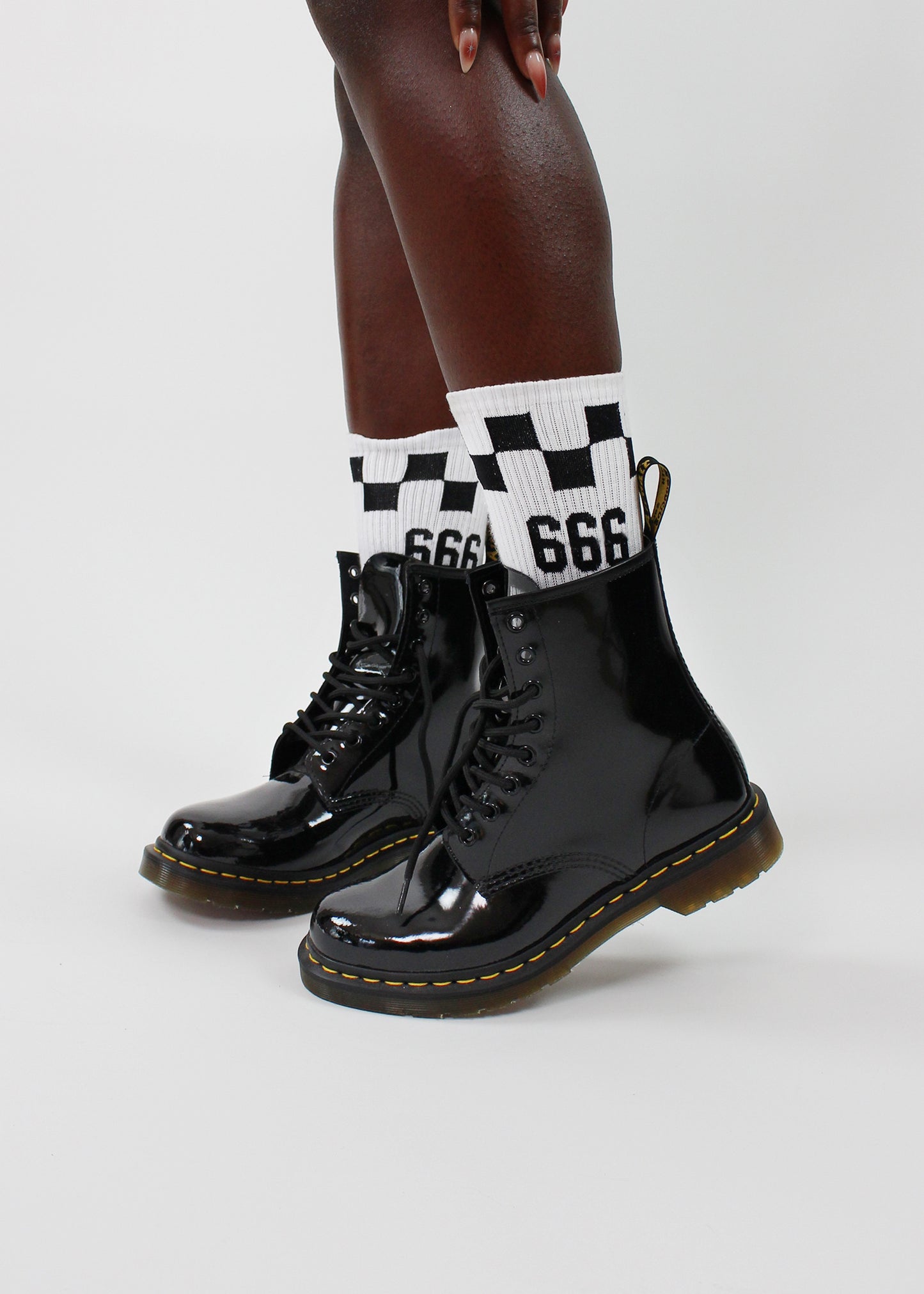 The 666 checkerboard socks