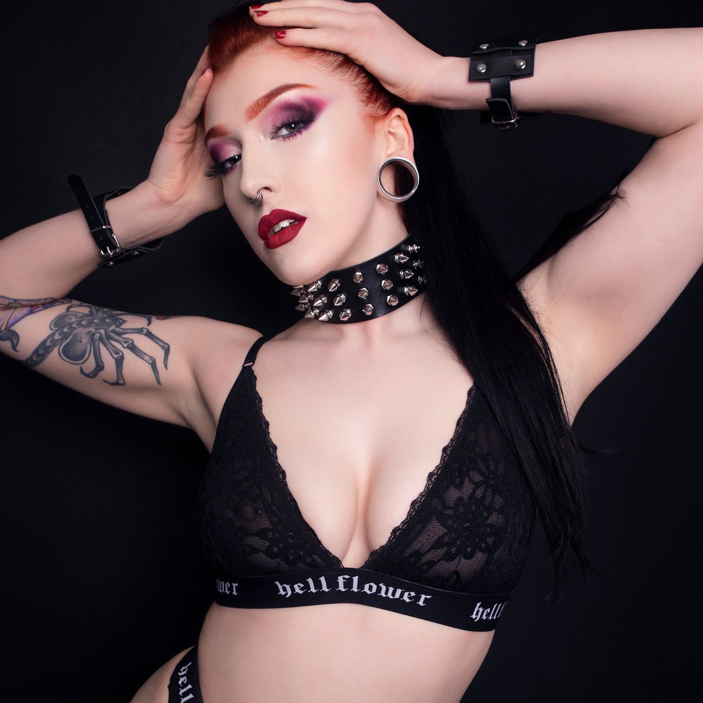 'Mimi' black lace bralette and thong
