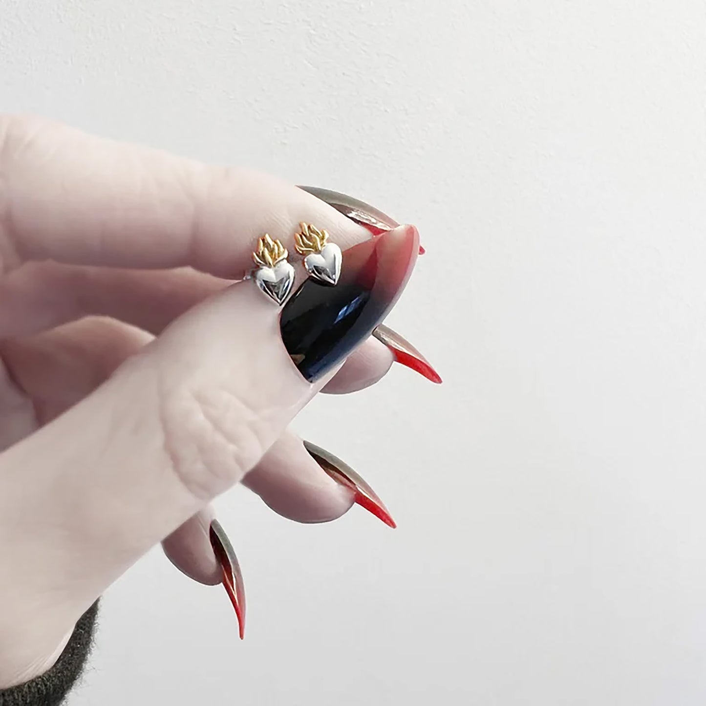 Mini Flaming Heart Stud Earrings