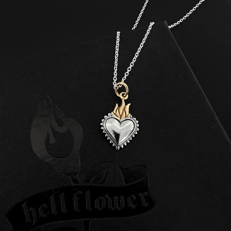 Black Flame Heart Choker Necklace