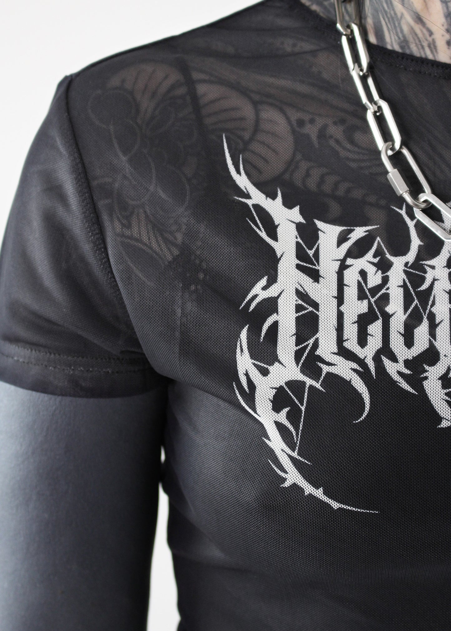 'Guttural' Mesh hell flower top