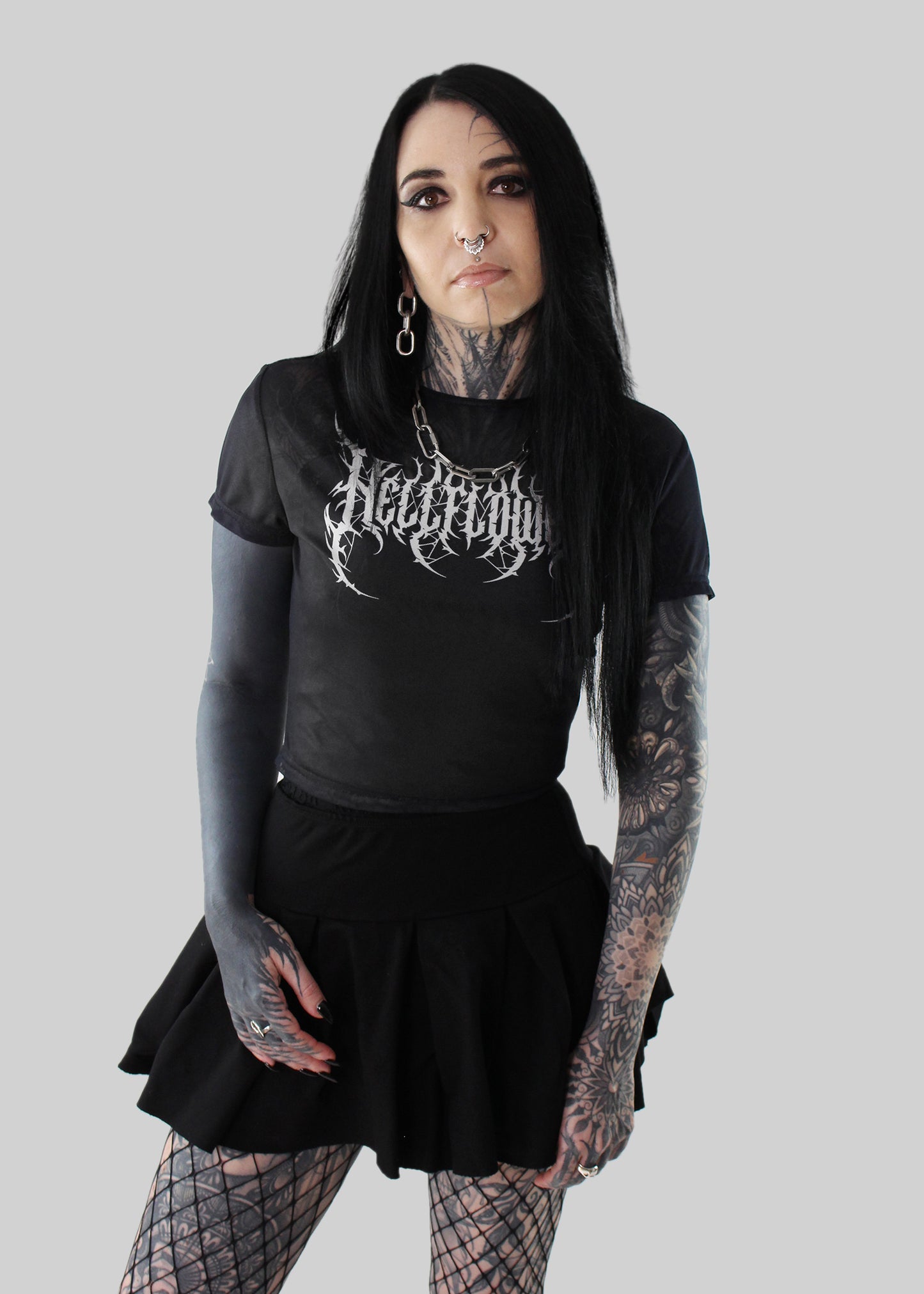 'Guttural' Mesh hell flower top
