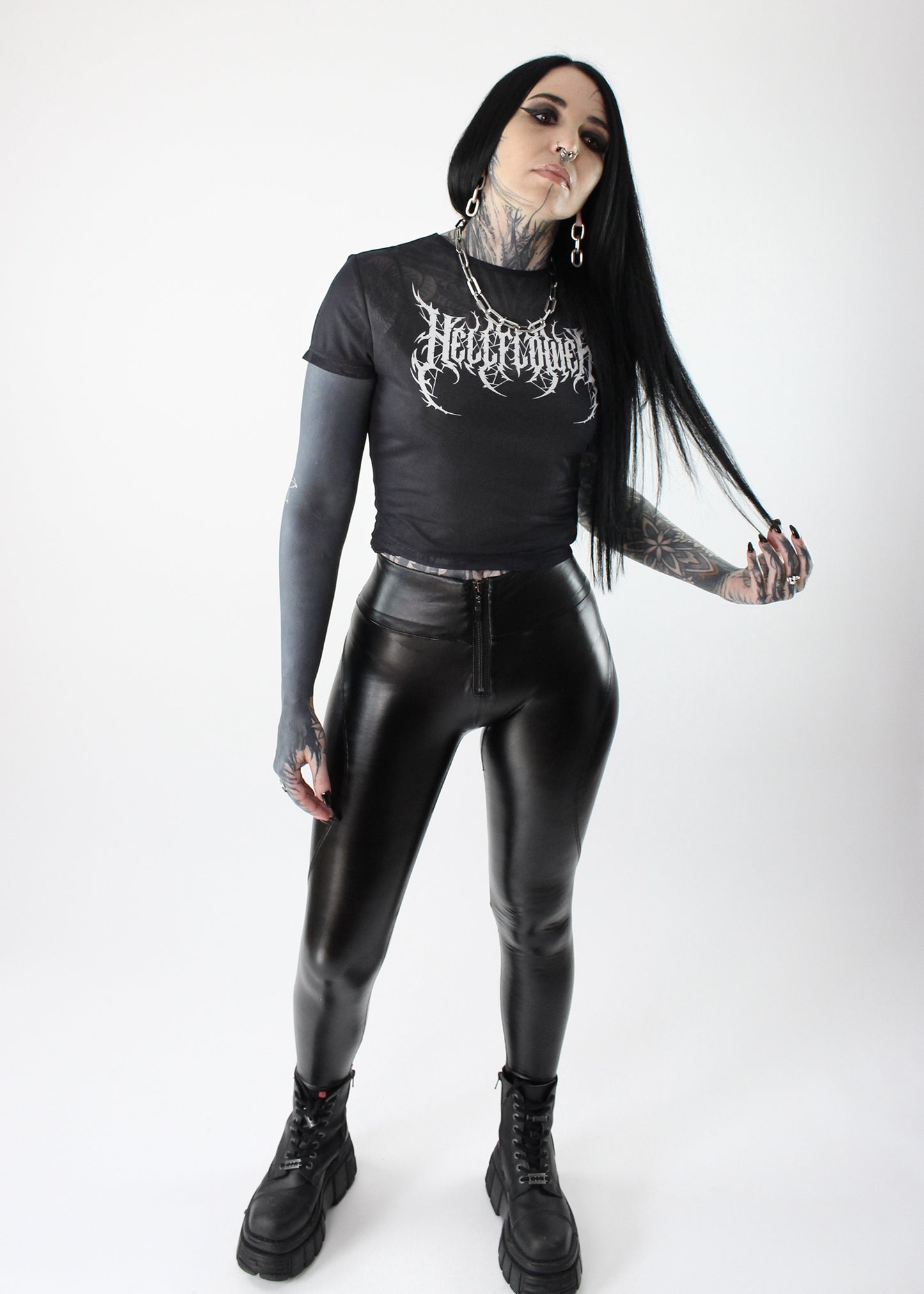 'Guttural' Mesh hell flower top