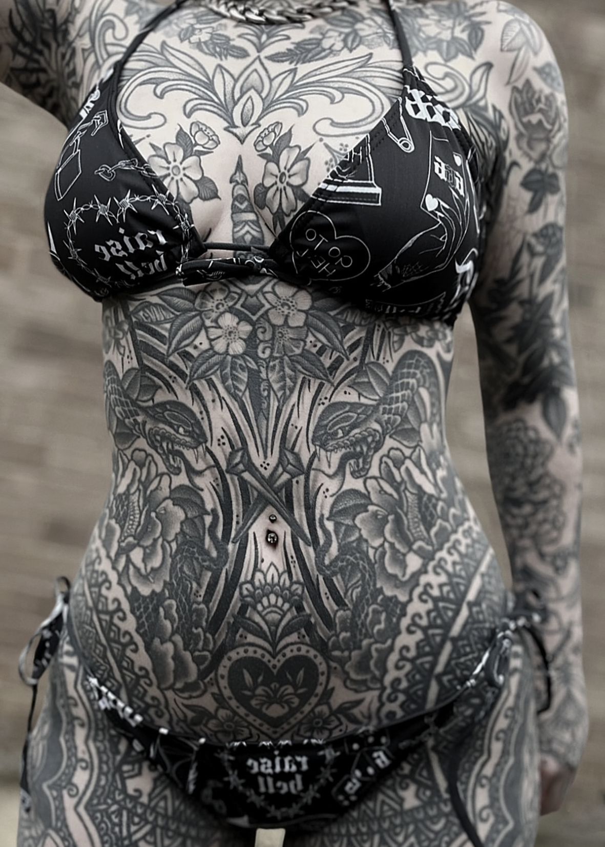 Raise hell tattoo bikini