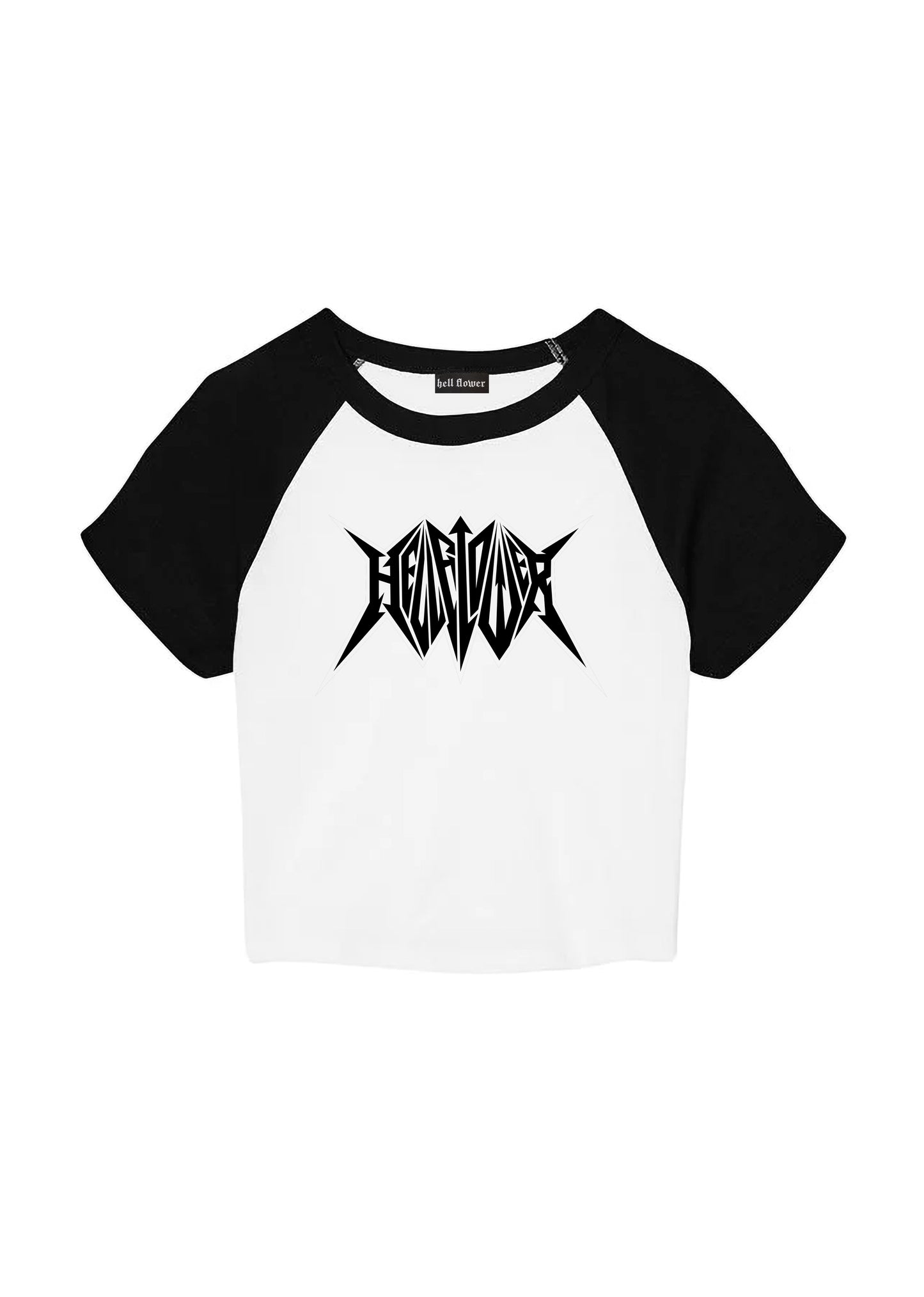 'SALE' cropped contrast sleeve t-shirt