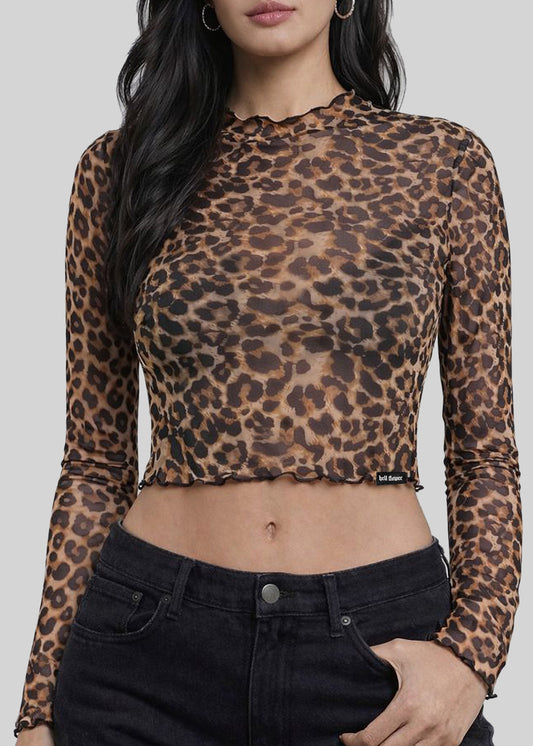 'Kiki' Mesh leopard top