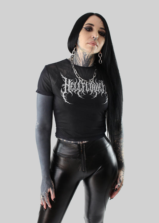 'Guttural' Mesh hell flower top