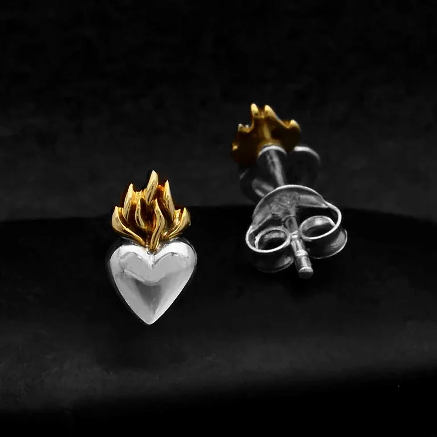 Mini Flaming Heart Stud Earrings