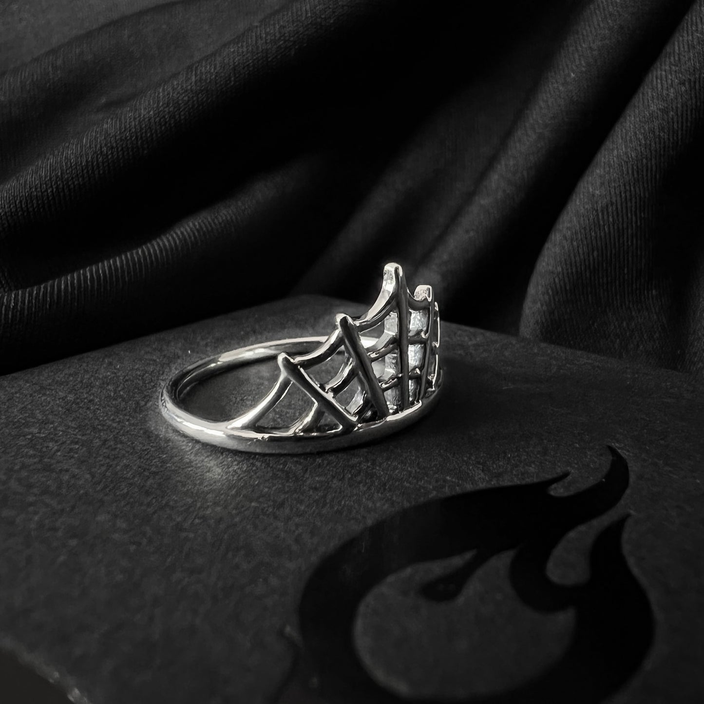 Silver web ring